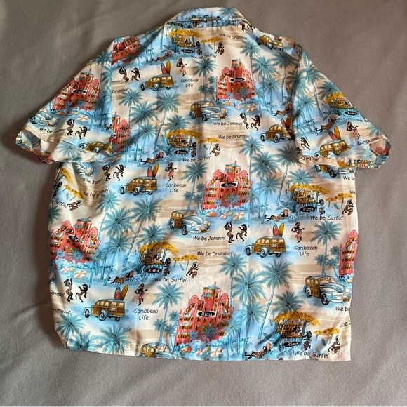 Rima We Be Jammin’ Surfin’ Caribbean Camp Shirt Men’s Size 2XL/3XL - Picture 5 of 12